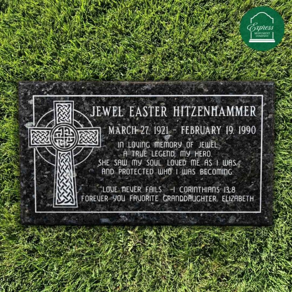 Granite headstone memorial example for cemetery comparison