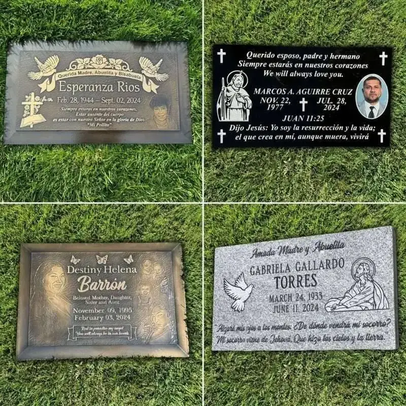 Personalized granite and bronze headstones at Wasco Memorial Park, crafted with precision and care.
