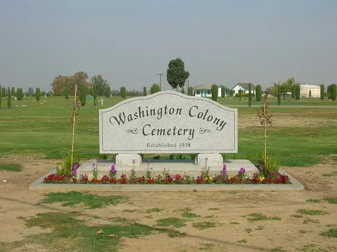 Entrance sign of Washington Colony Cemetery, established in 1938