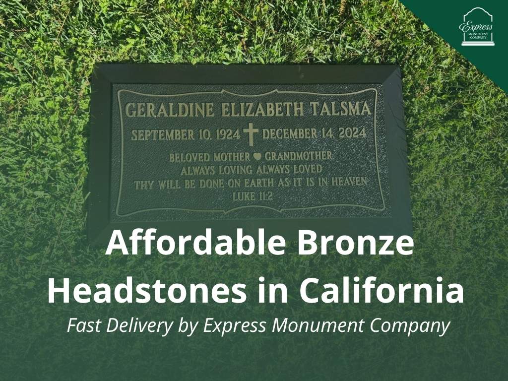 Affordable custom bronze headstone placed in a California cemetery – designed by Express Monument Company